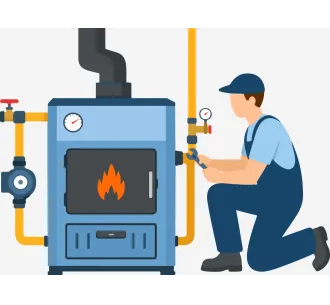 Instalarea standard cazanului pe combustibil solid pina la 10 kW cu încărcare manuală (fără buncăr) 