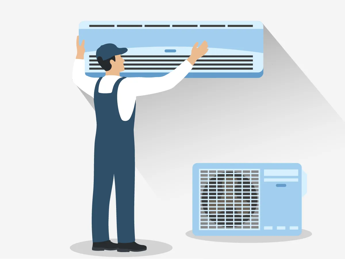 Instalarea standard a aparatului de aer conditionat 24000 BTU (6,2 - 7,2 kW)