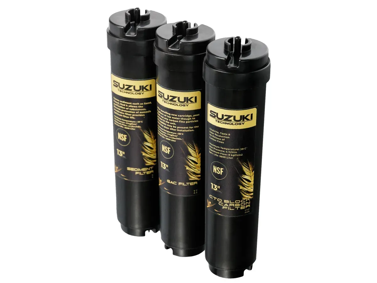 Set de cartușe de schimb pentru sistemele de osmoză inversă Suzuki (Sediment, GAC Carbon, Carbon Block)