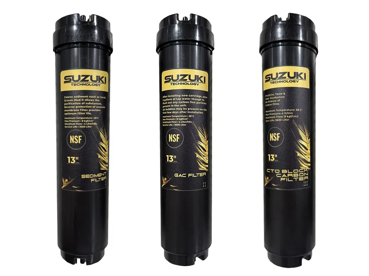 Set de cartușe de schimb pentru sistemele de osmoză inversă Suzuki (Sediment, GAC Carbon, Carbon Block)