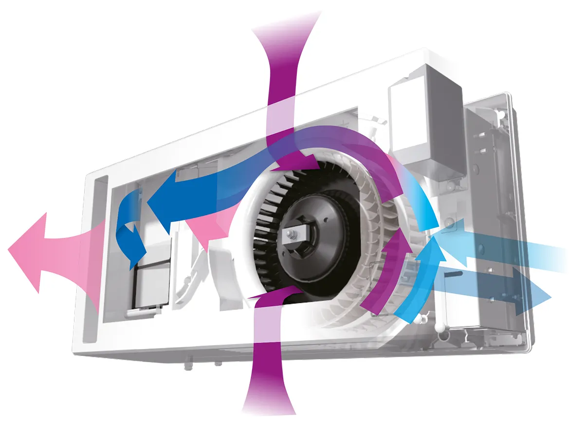 Recuperator de aer cu sistem de ventilație de alimentare și evacuare Mitsubishi Electric LOSSNAY VL-50SR2-E (debit de aer 51 m3/h)