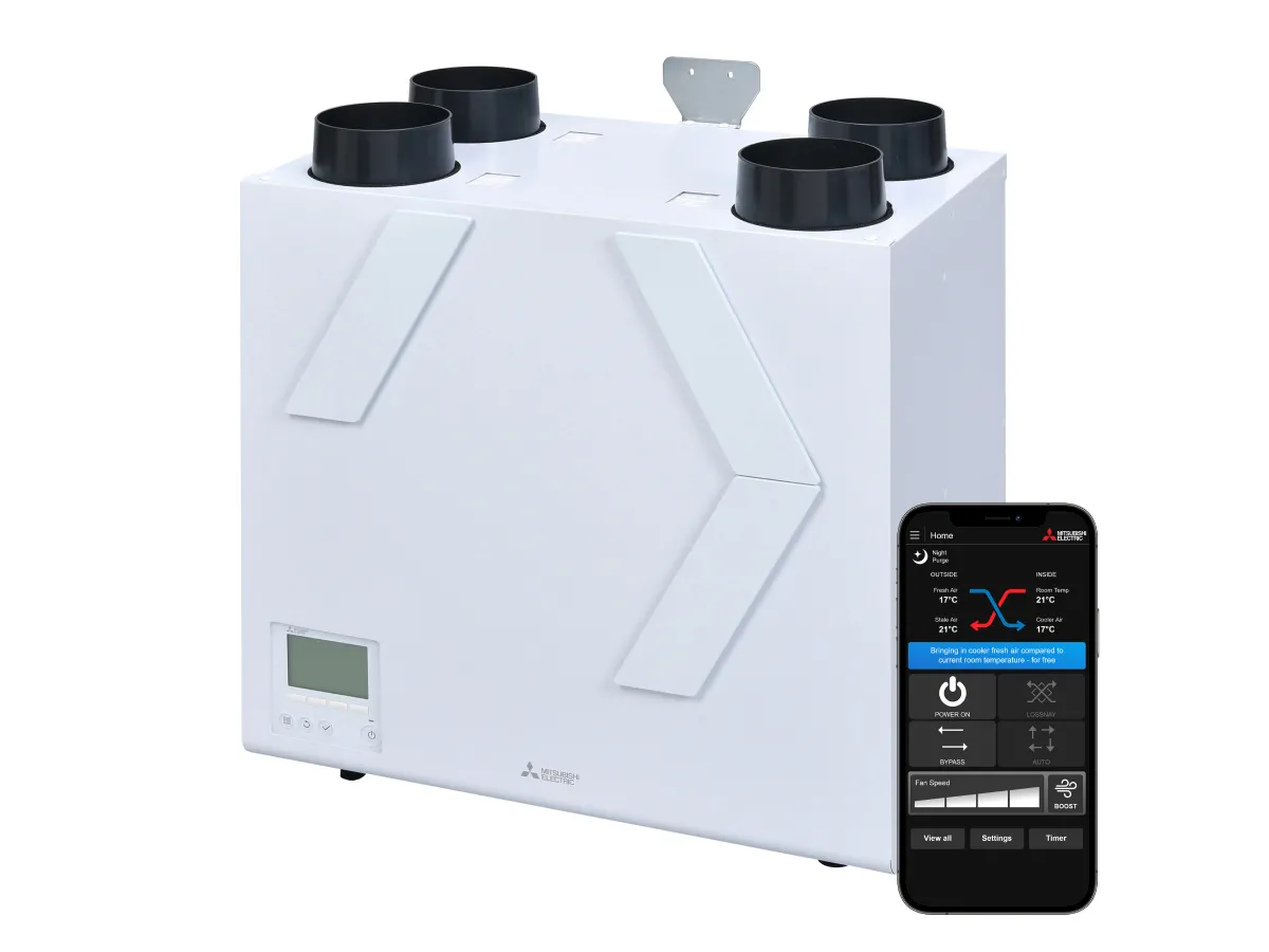 Recuperator de aer cu sistem de ventilație de alimentare și evacuare Mitsubishi Electric VL-350CZPVU2-R-EG (debit de aer 350 m3/h)