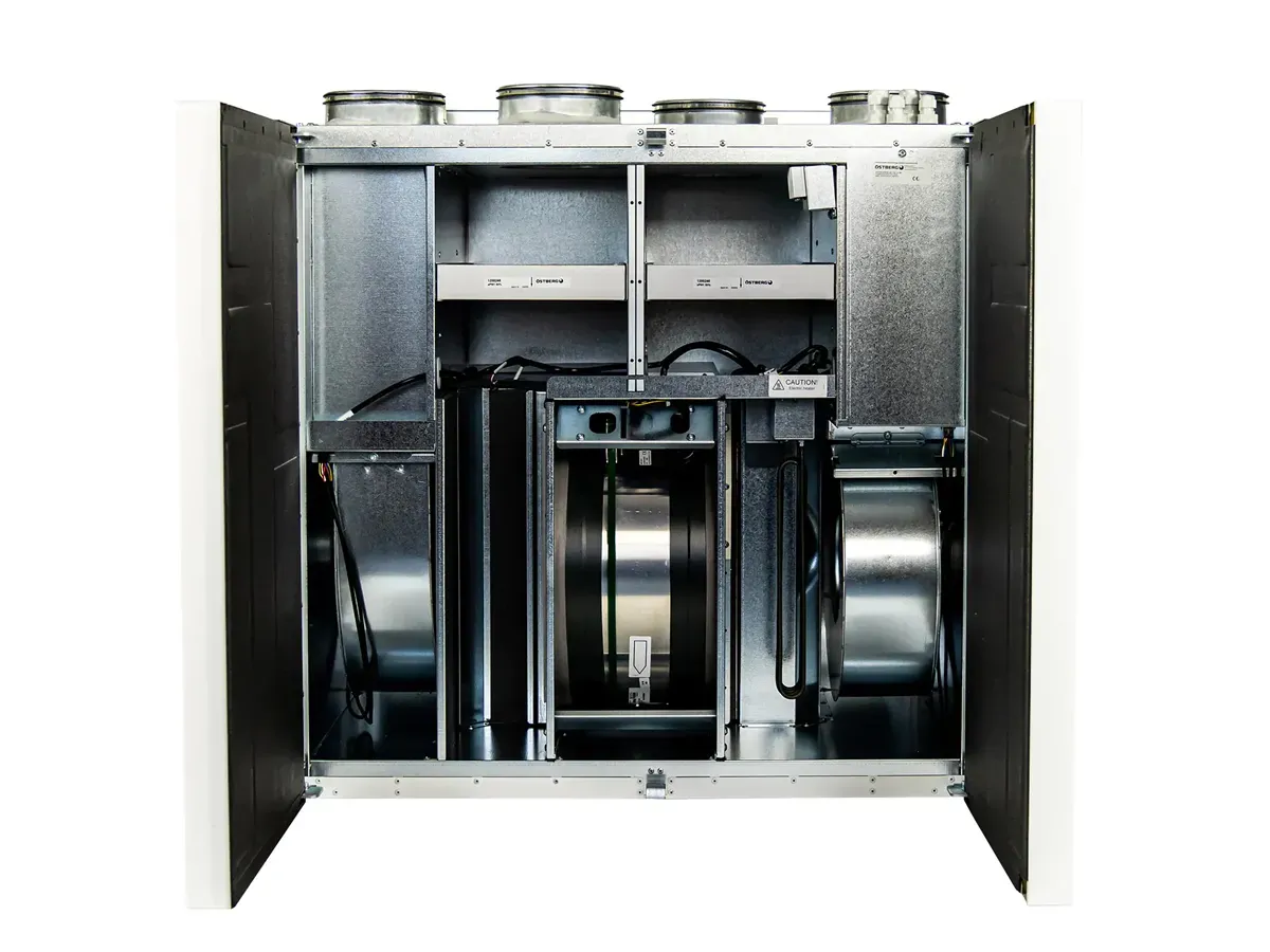 Recuperator de aer cu sistem de ventilație de alimentare și evacuare OSTBERG HERU 300 T EC-y2 LE (debit de aer 1181 m³/h)